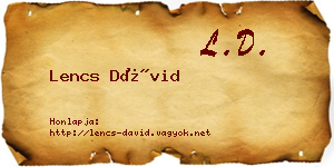 Lencs Dávid névjegykártya
